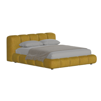 Fluffy Upholstered Bed Frame in Textured Bouclé