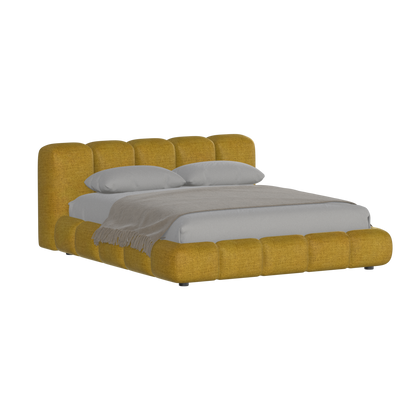 Fluffy Upholstered Bed Frame in Textured Bouclé