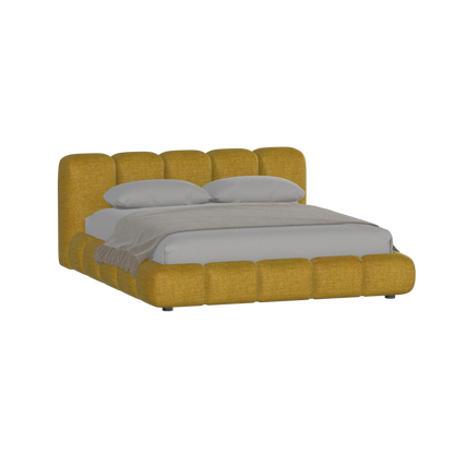 Fluffy Upholstered Bed Frame in Textured Bouclé