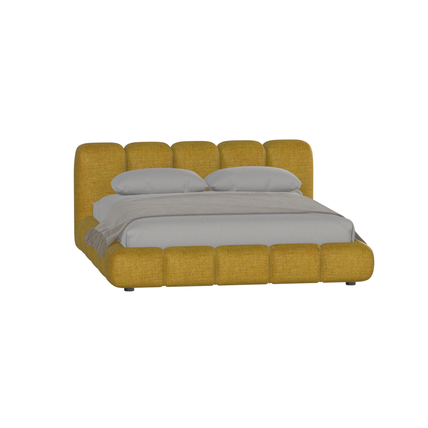 Fluffy Upholstered Bed Frame in Textured Bouclé
