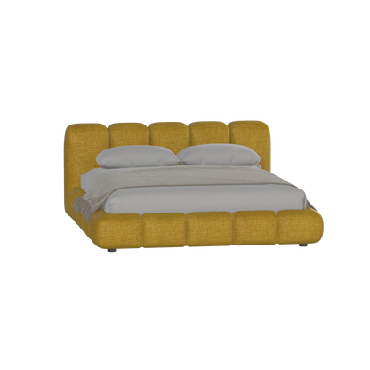 Fluffy Upholstered Bed Frame in Textured Bouclé