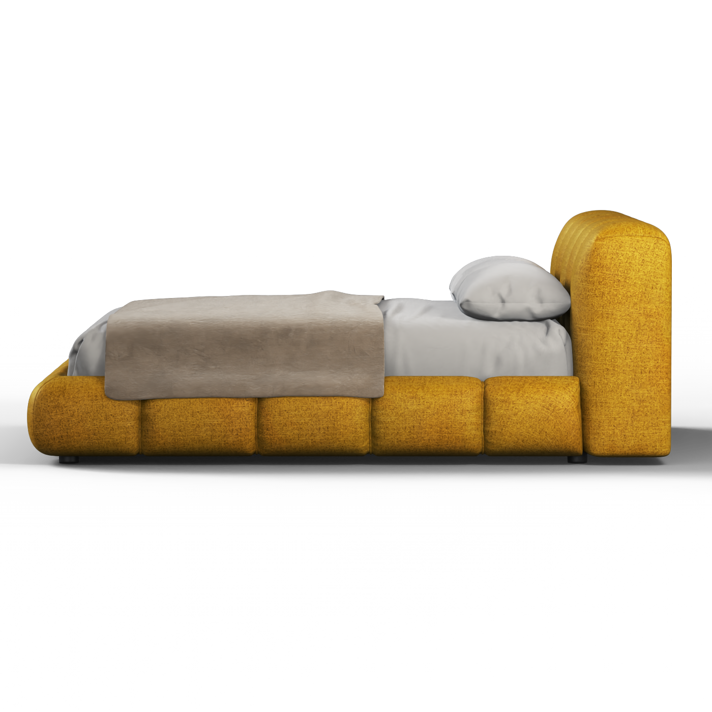Fluffy Upholstered Bed Frame in Textured Bouclé