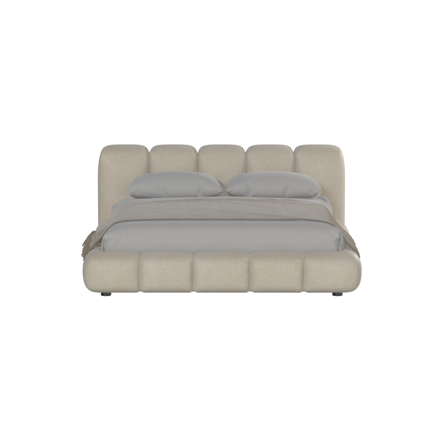 Fluffy Upholstered Bed Frame in Textured Bouclé