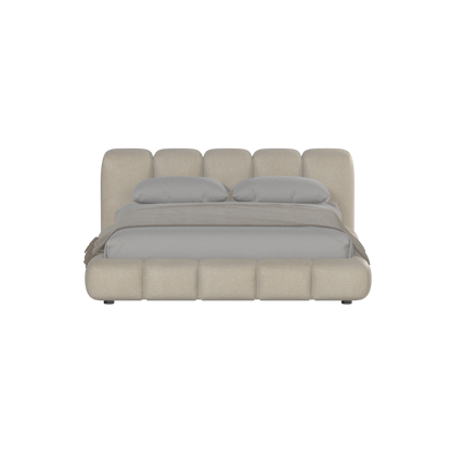 Fluffy Upholstered Bed Frame in Textured Bouclé