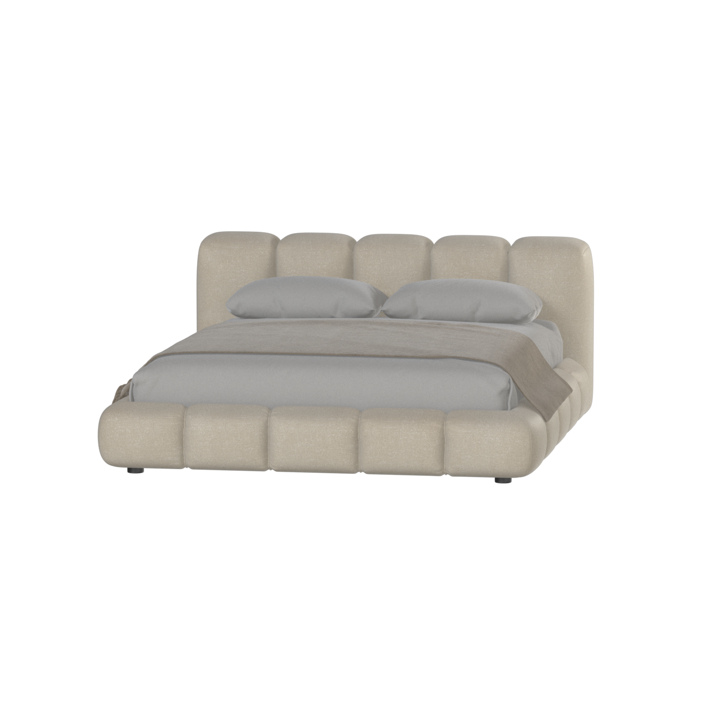 Fluffy Upholstered Bed Frame in Textured Bouclé