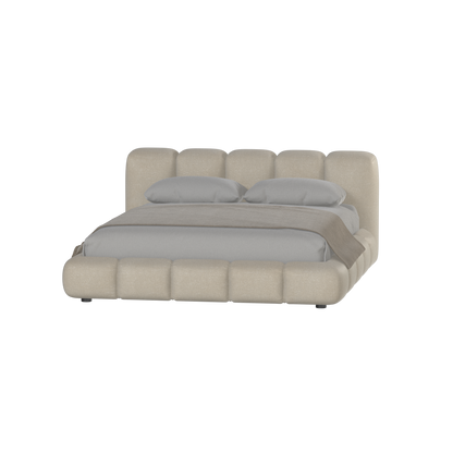 Fluffy Upholstered Bed Frame in Textured Bouclé