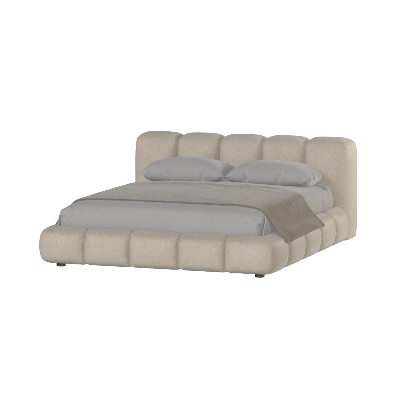 Fluffy Upholstered Bed Frame in Textured Bouclé