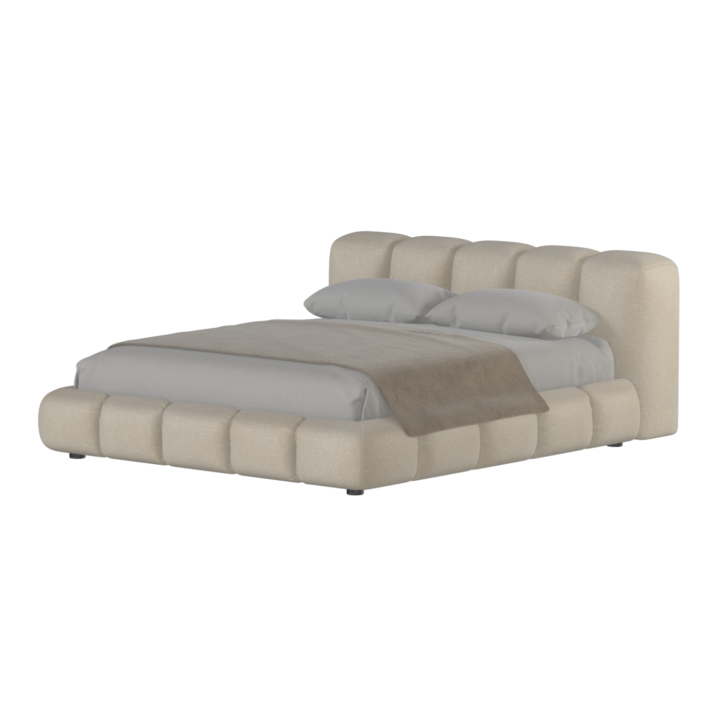 Fluffy Upholstered Bed Frame in Textured Bouclé