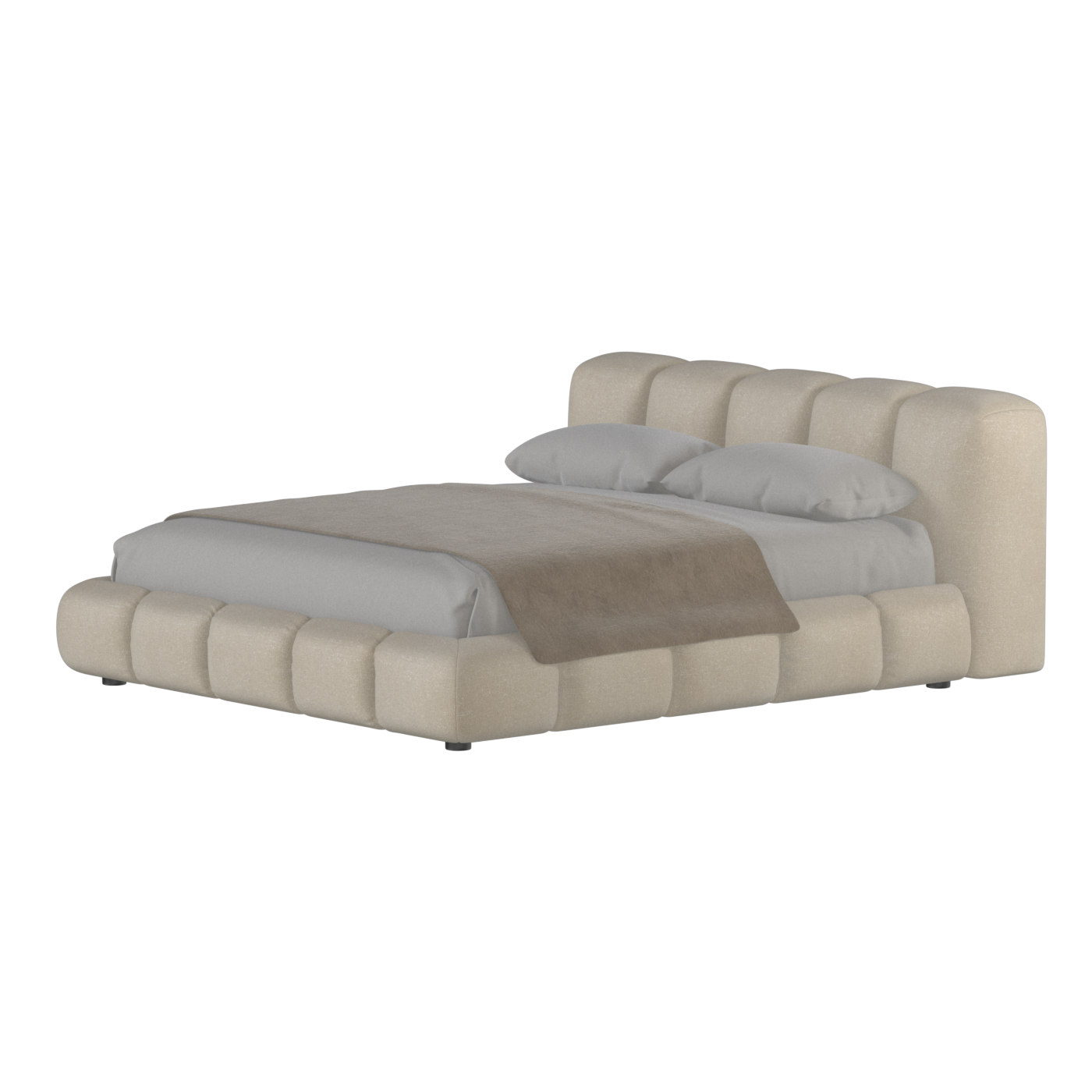 Fluffy Upholstered Bed Frame in Textured Bouclé