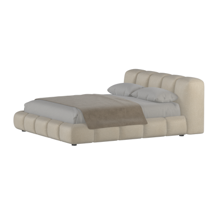 Fluffy Upholstered Bed Frame in Textured Bouclé