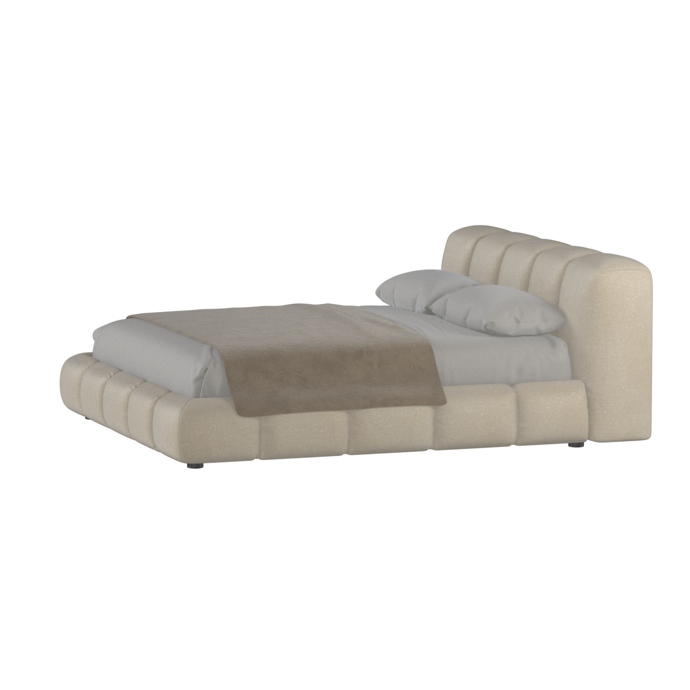 Fluffy Upholstered Bed Frame in Textured Bouclé