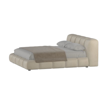 Fluffy Upholstered Bed Frame in Textured Bouclé