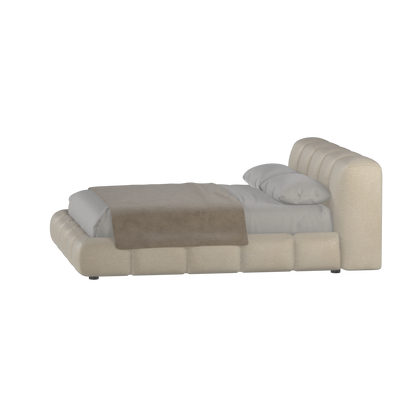 Fluffy Upholstered Bed Frame in Textured Bouclé