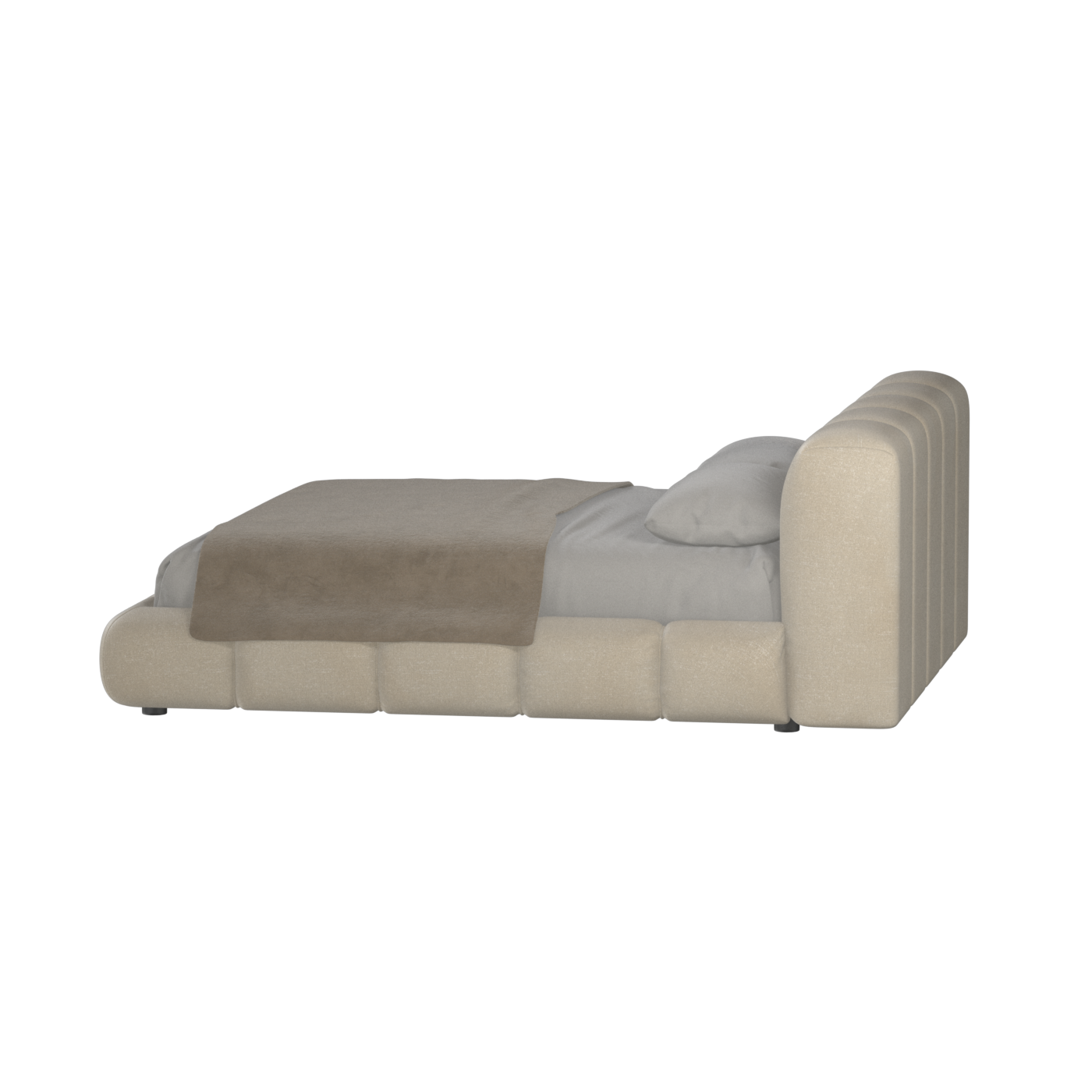 Fluffy Upholstered Bed Frame in Textured Bouclé