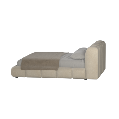 Fluffy Upholstered Bed Frame in Textured Bouclé