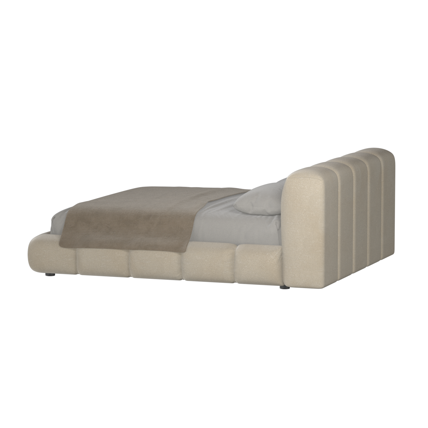 Fluffy Upholstered Bed Frame in Textured Bouclé