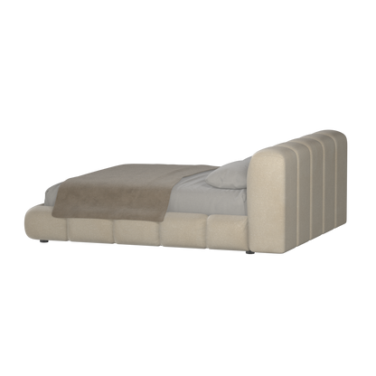 Fluffy Upholstered Bed Frame in Textured Bouclé