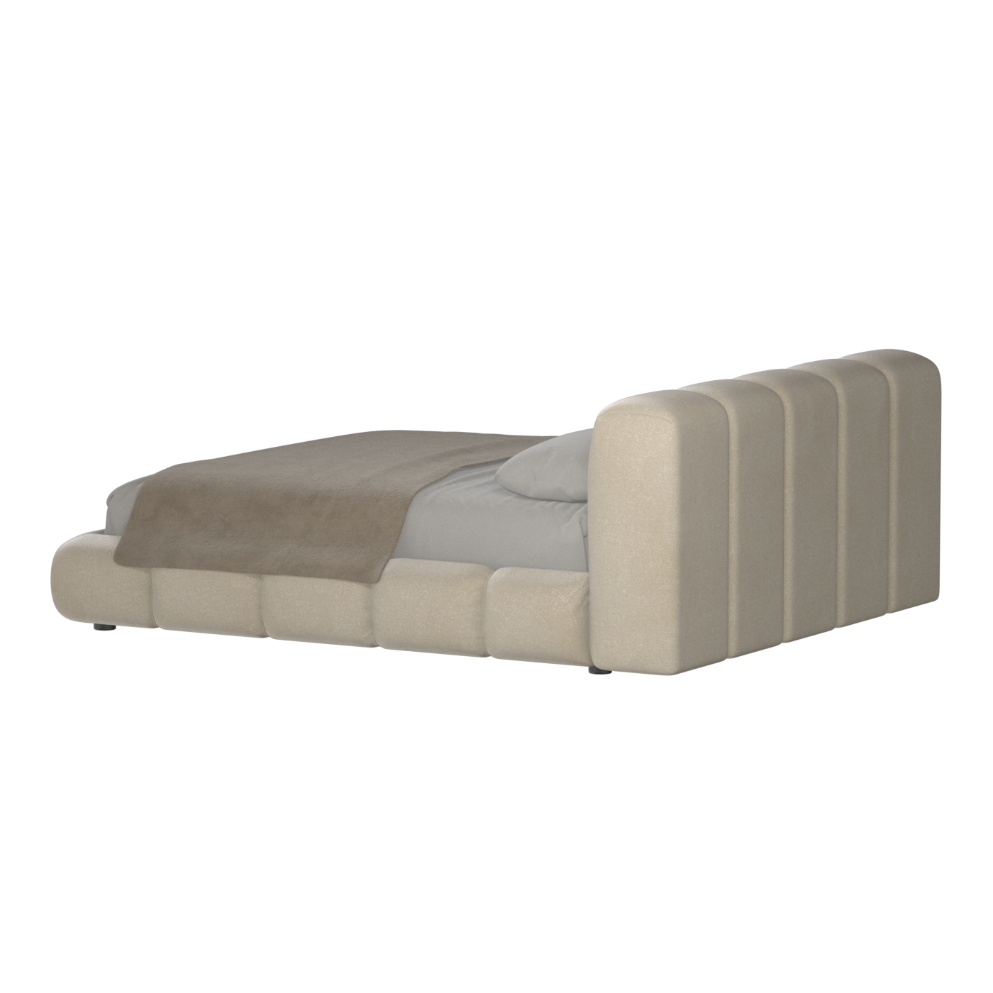 Fluffy Upholstered Bed Frame in Textured Bouclé