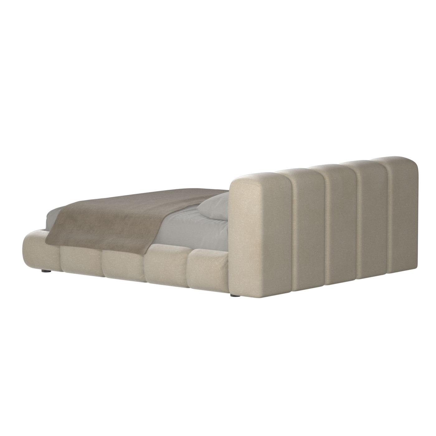 Fluffy Upholstered Bed Frame in Textured Bouclé
