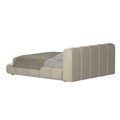 Fluffy Upholstered Bed Frame in Textured Bouclé
