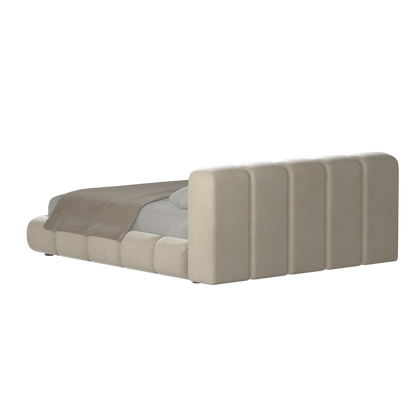 Fluffy Upholstered Bed Frame in Textured Bouclé
