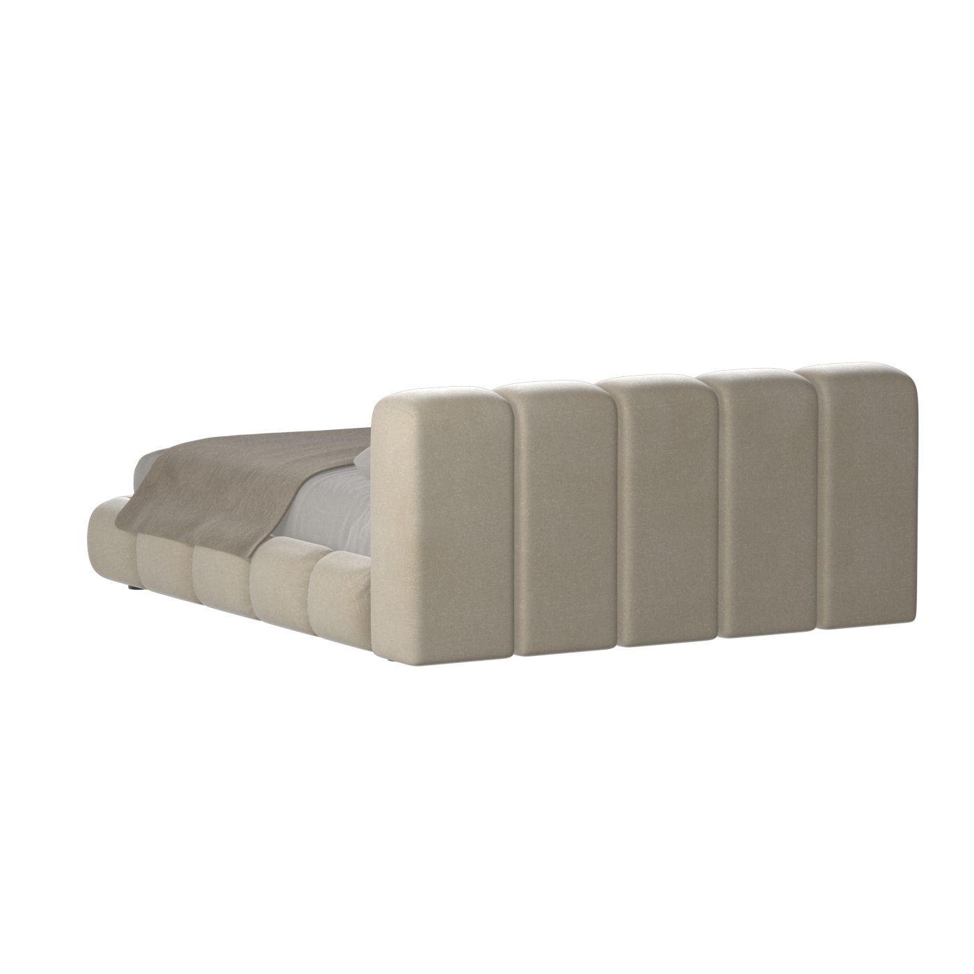 Fluffy Upholstered Bed Frame in Textured Bouclé