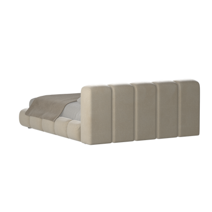 Fluffy Upholstered Bed Frame in Textured Bouclé