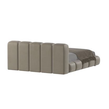 Fluffy Upholstered Bed Frame in Textured Bouclé