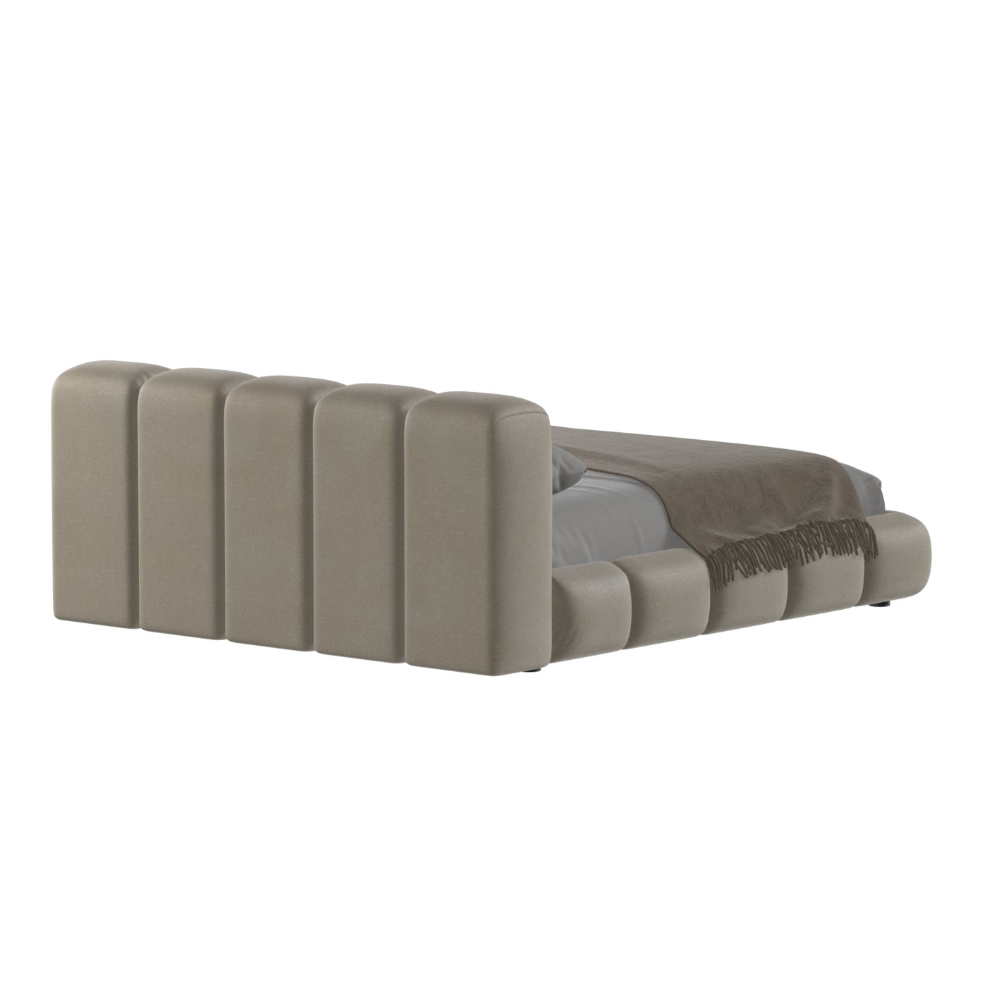 Fluffy Upholstered Bed Frame in Textured Bouclé