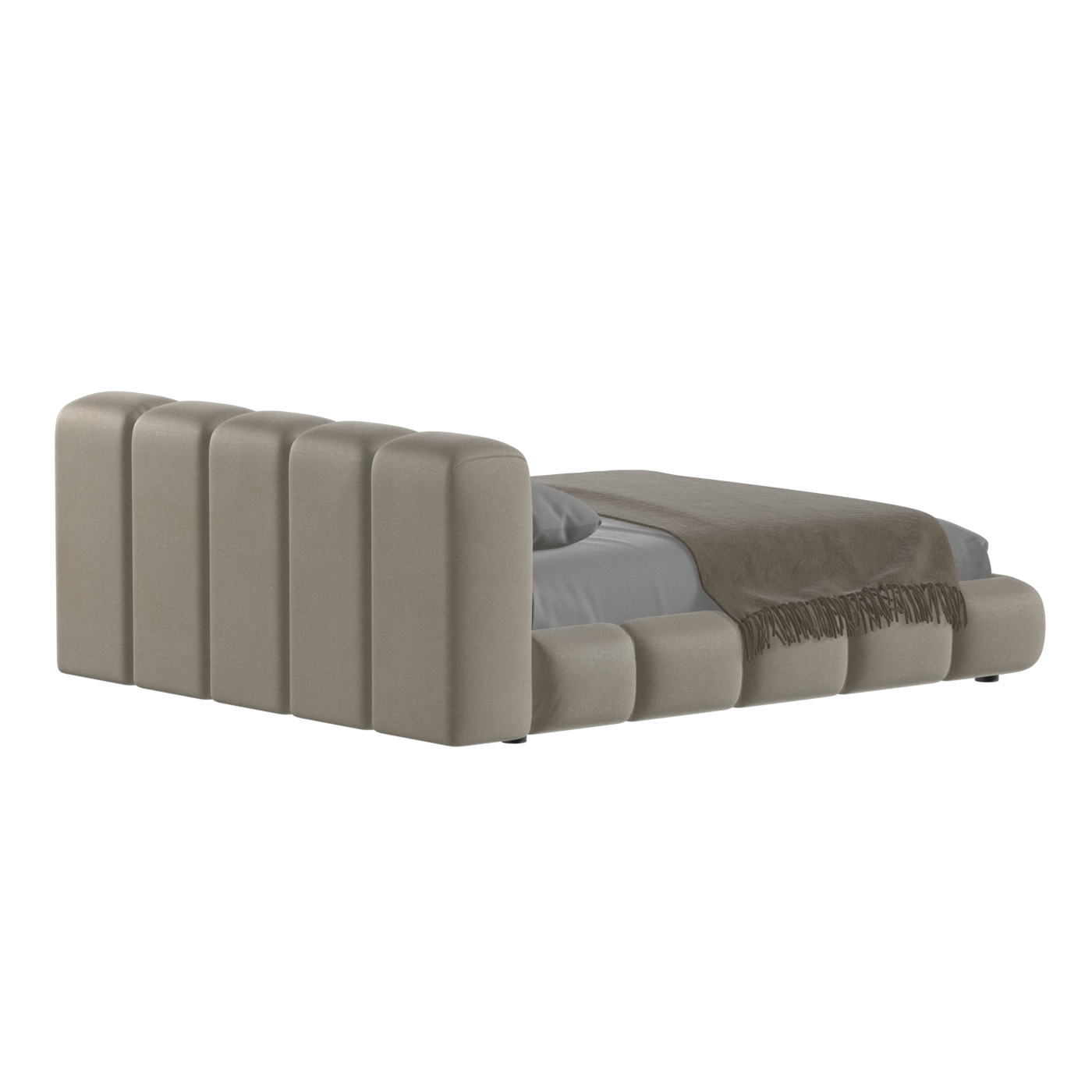 Fluffy Upholstered Bed Frame in Textured Bouclé
