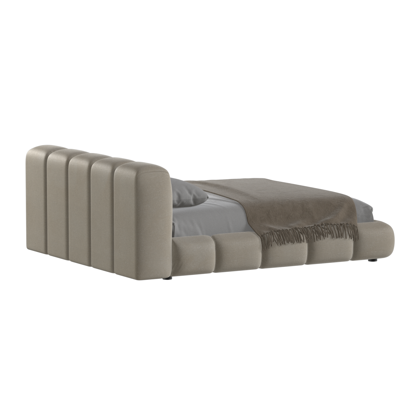 Fluffy Upholstered Bed Frame in Textured Bouclé