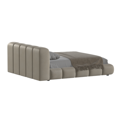 Fluffy Upholstered Bed Frame in Textured Bouclé