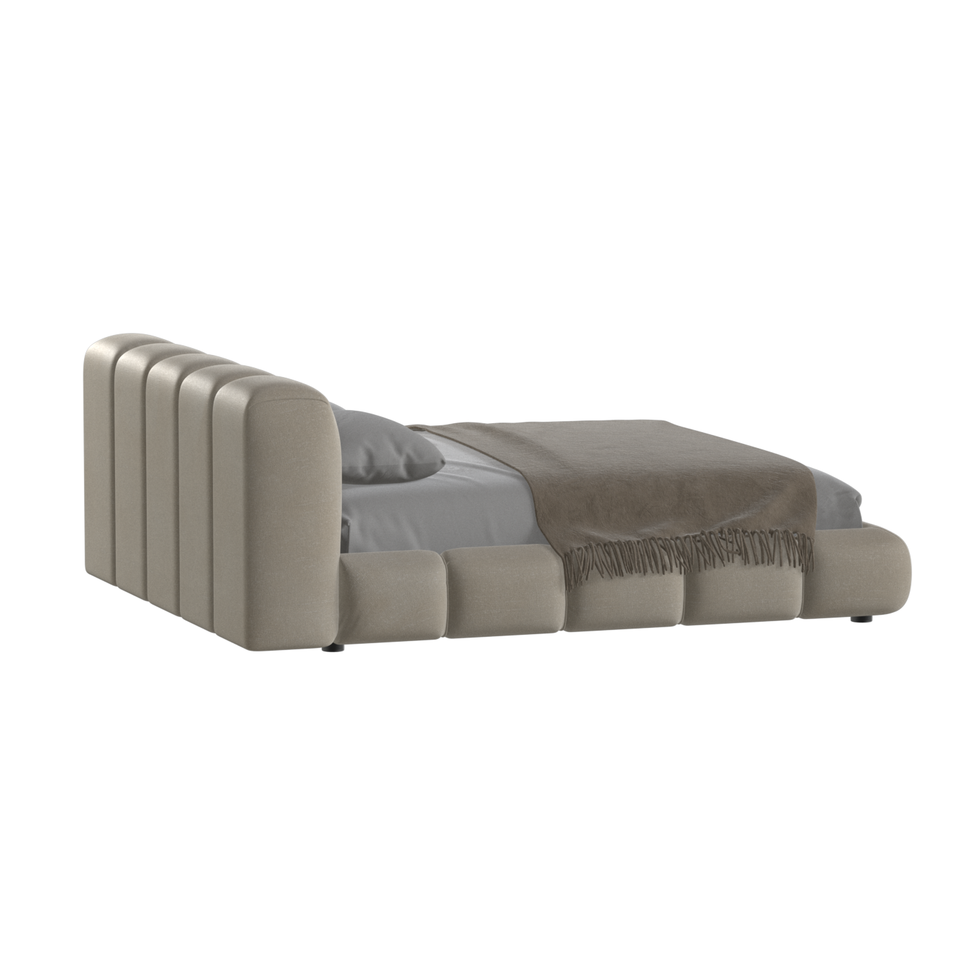 Fluffy Upholstered Bed Frame in Textured Bouclé