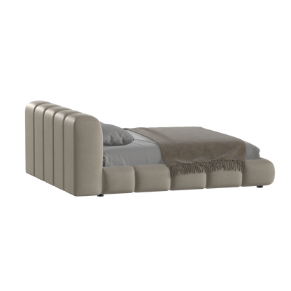 Fluffy Upholstered Bed Frame in Textured Bouclé