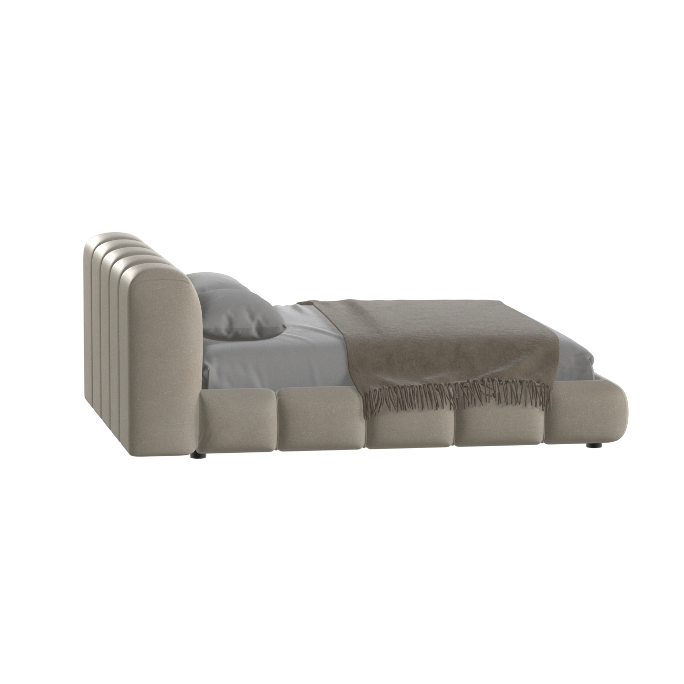 Fluffy Upholstered Bed Frame in Textured Bouclé