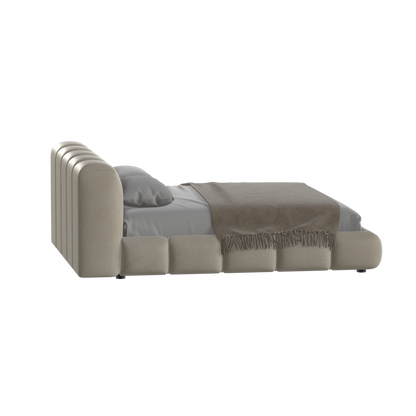 Fluffy Upholstered Bed Frame in Textured Bouclé