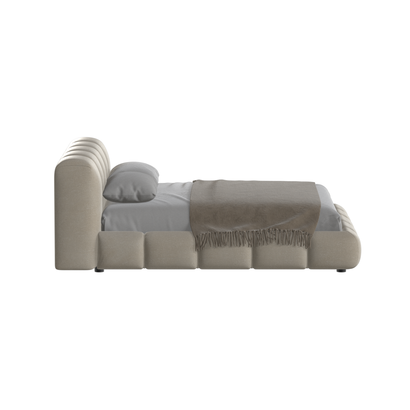 Fluffy Upholstered Bed Frame in Textured Bouclé
