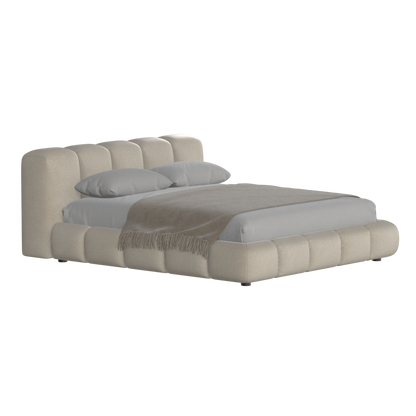 Fluffy Upholstered Bed Frame in Textured Bouclé