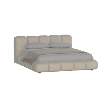 Fluffy Upholstered Bed Frame in Textured Bouclé