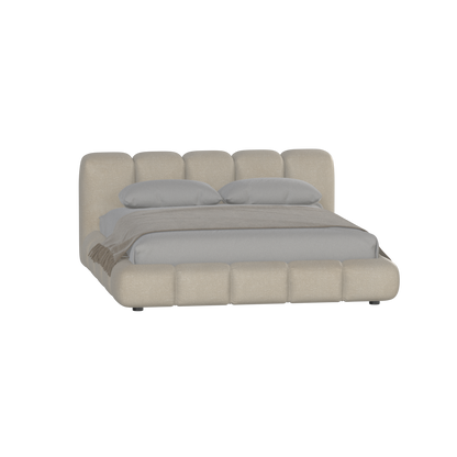 Fluffy Upholstered Bed Frame in Textured Bouclé
