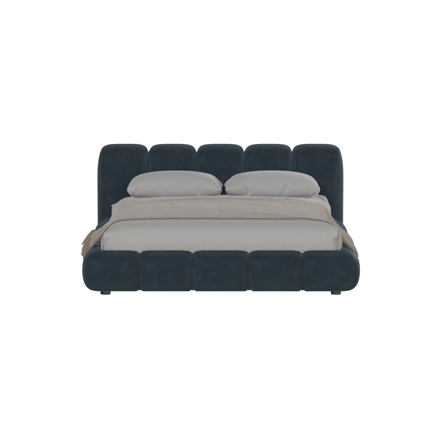 Fluffy Upholstered Bed Frame in Textured Bouclé