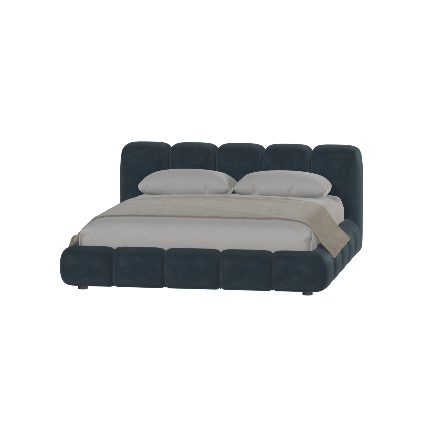 Fluffy Upholstered Bed Frame in Textured Bouclé
