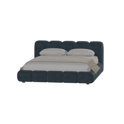 Fluffy Upholstered Bed Frame in Textured Bouclé