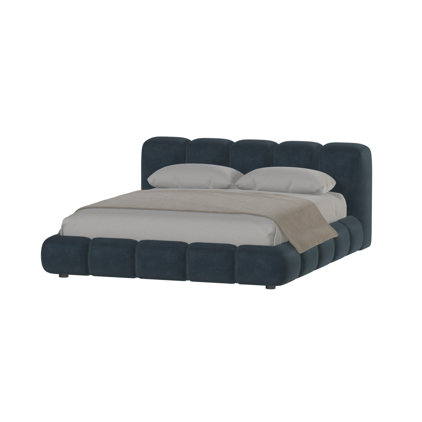 Fluffy Upholstered Bed Frame in Textured Bouclé
