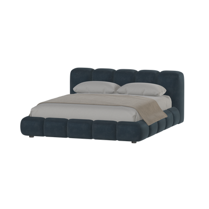 Fluffy Upholstered Bed Frame in Textured Bouclé
