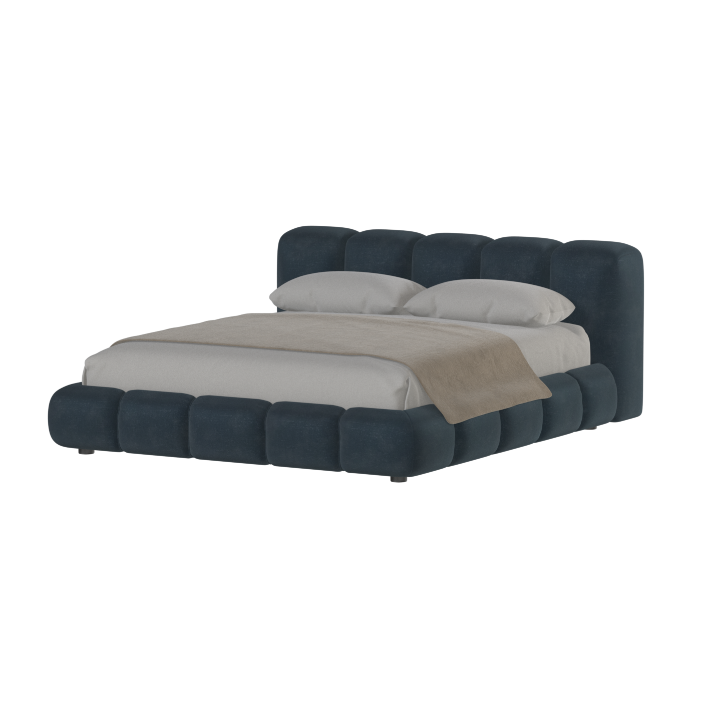 Fluffy Upholstered Bed Frame in Textured Bouclé