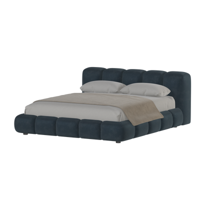 Fluffy Upholstered Bed Frame in Textured Bouclé