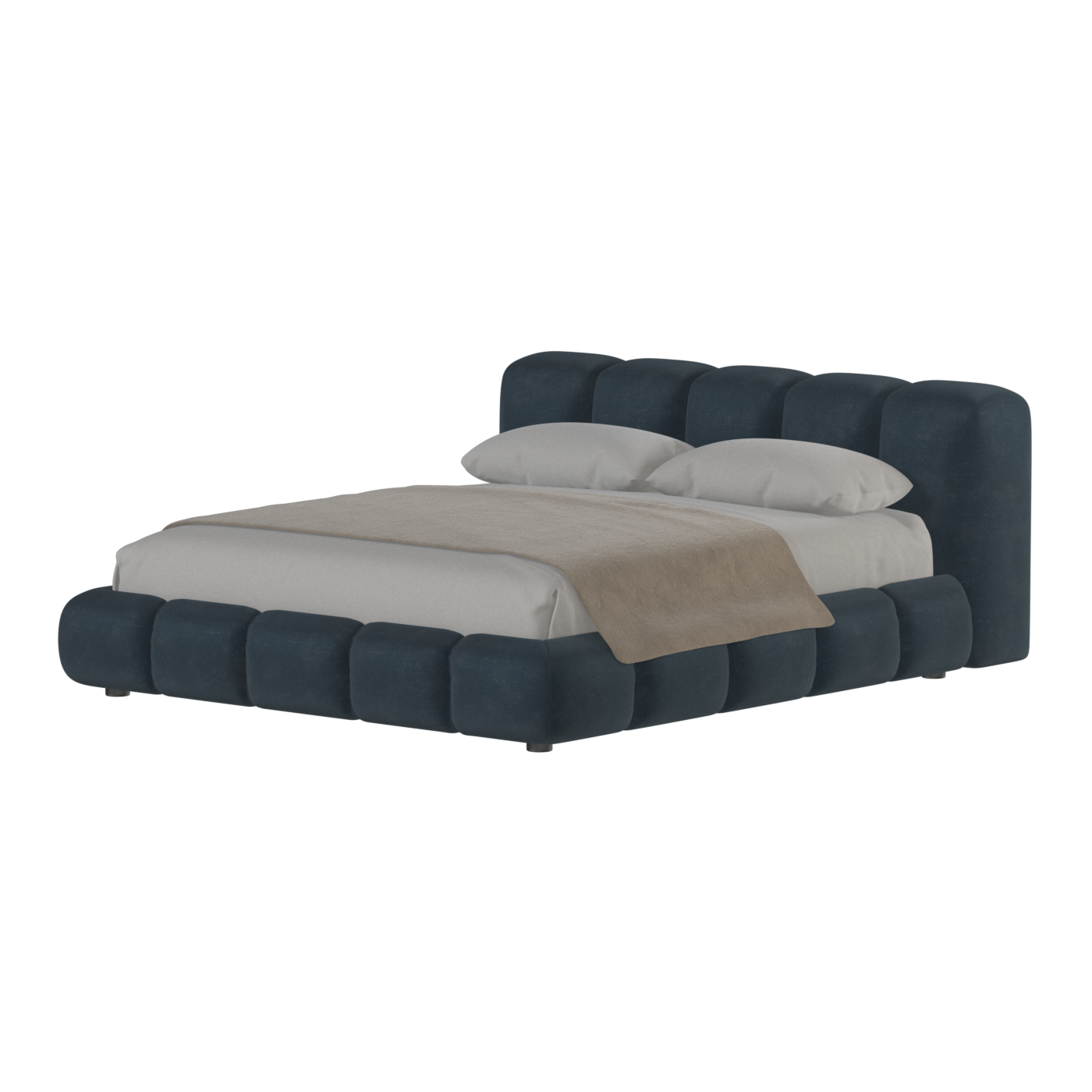 Fluffy Upholstered Bed Frame in Textured Bouclé