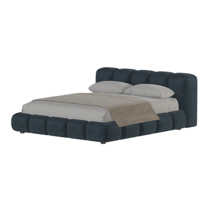 Fluffy Upholstered Bed Frame in Textured Bouclé