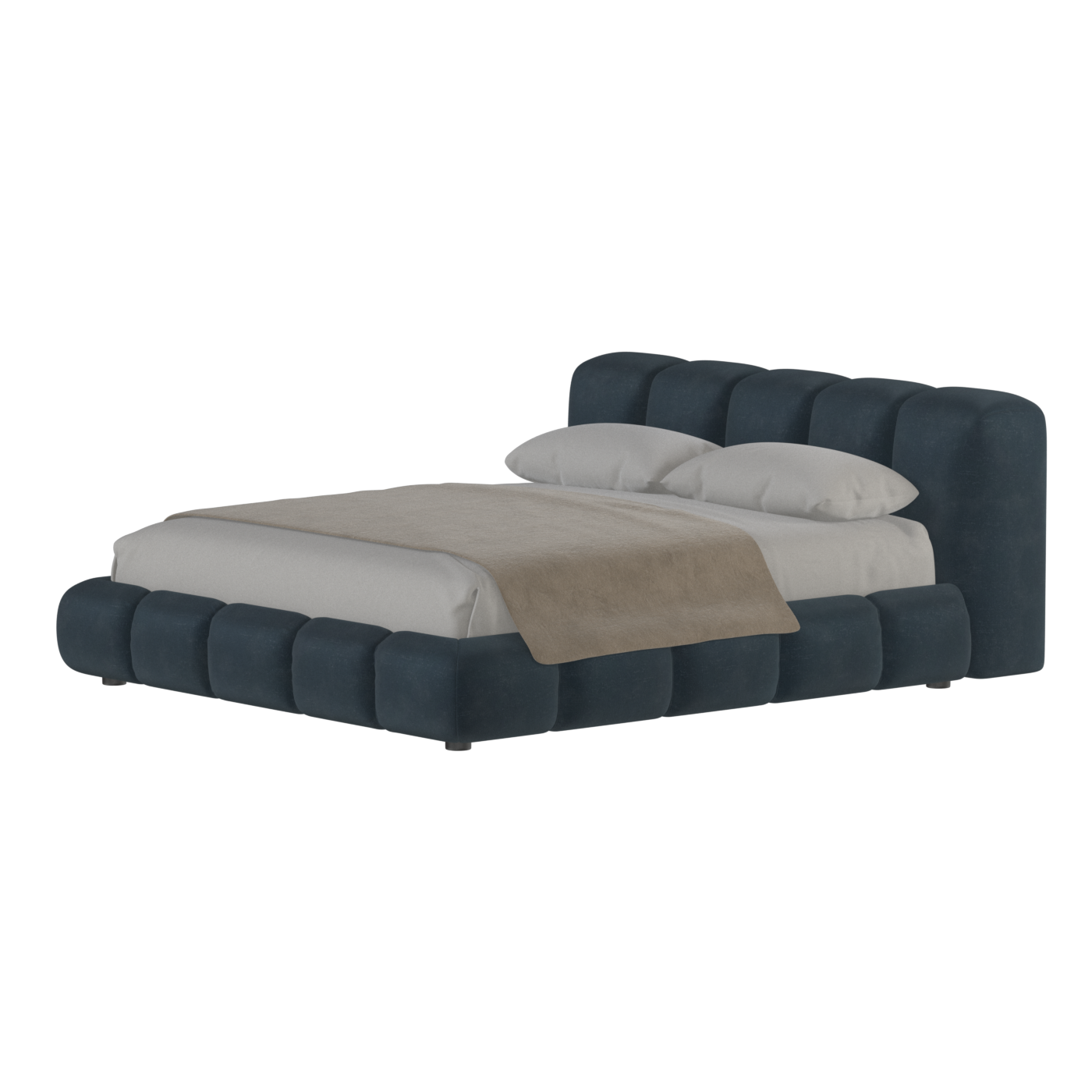 Fluffy Upholstered Bed Frame in Textured Bouclé